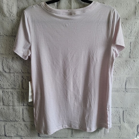 Rae Dunn Striped Hilo Hem Heather Pink Be Kind PJ Top NWT SZ S - Picture 2 of 8